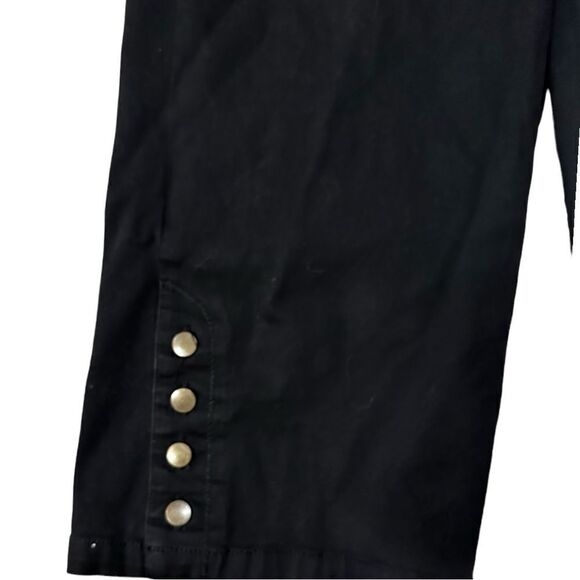 Black Shiny Satiny Studded Capri Dress Pants, Larry Levine, - Picture 6 of 8